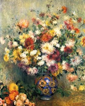 Pierre Auguste Renoir : Vase of Chrysanthemums II